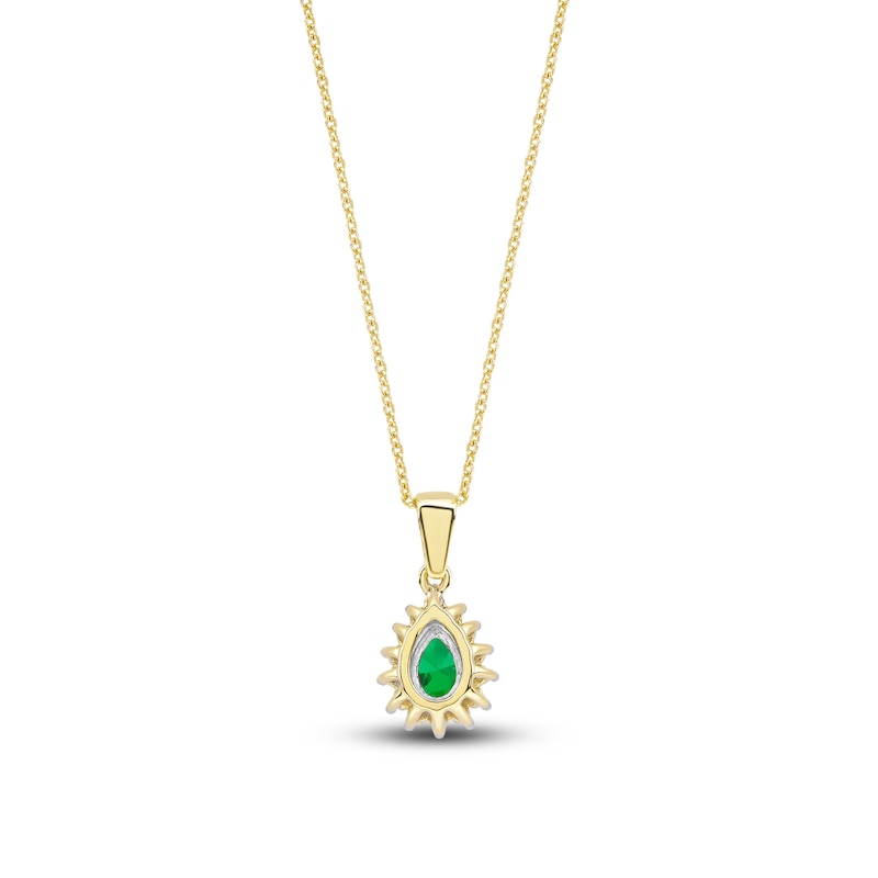 Main Image 3 of Pear-Shaped Natural Emerald Pendant Necklace 1/6 ct tw 14K Yellow Gold