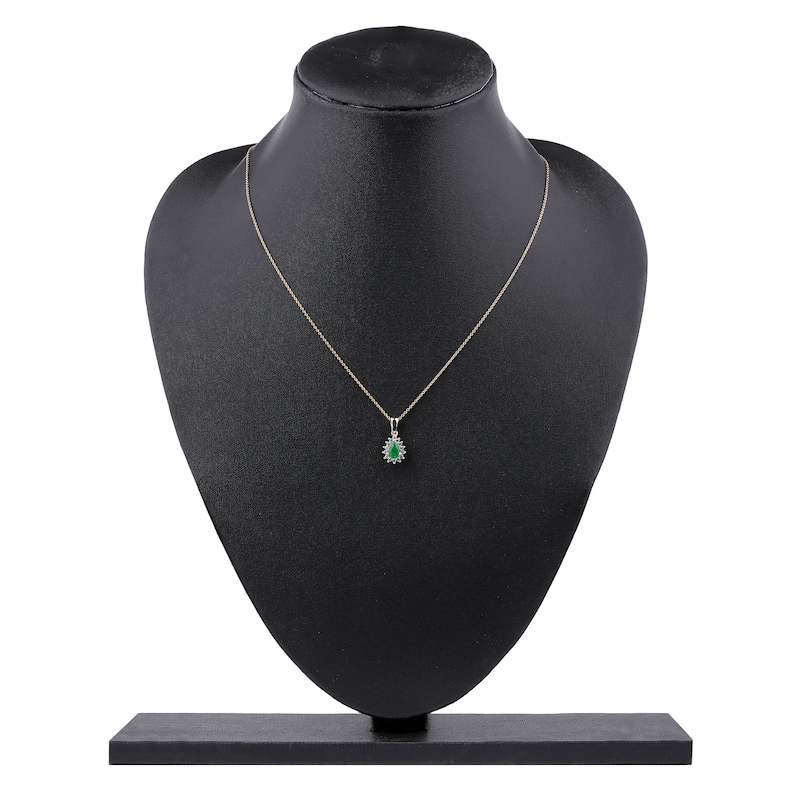 Main Image 7 of Pear-Shaped Natural Emerald Pendant Necklace 1/6 ct tw 14K Yellow Gold