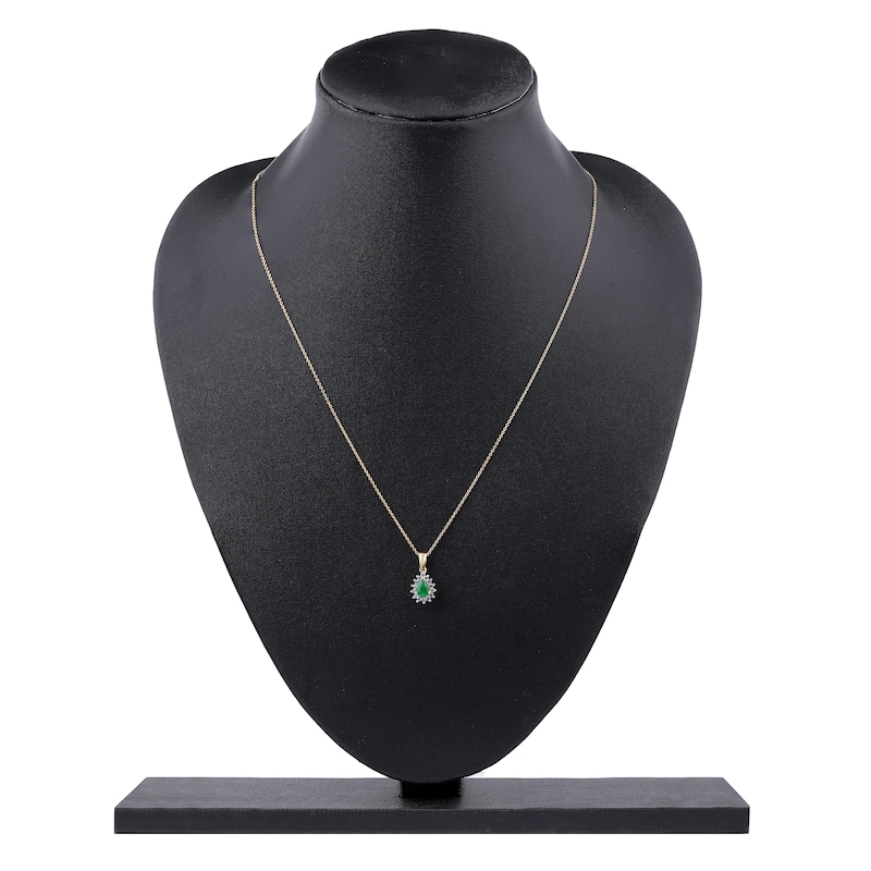 Main Image 8 of Pear-Shaped Natural Emerald Pendant Necklace 1/6 ct tw 14K Yellow Gold