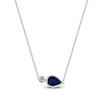 Thumbnail Image 1 of Pear-Shaped Natural Blue Sapphire & Diamond Accent Bezel-Set Necklace 14K White Gold 17&quot;