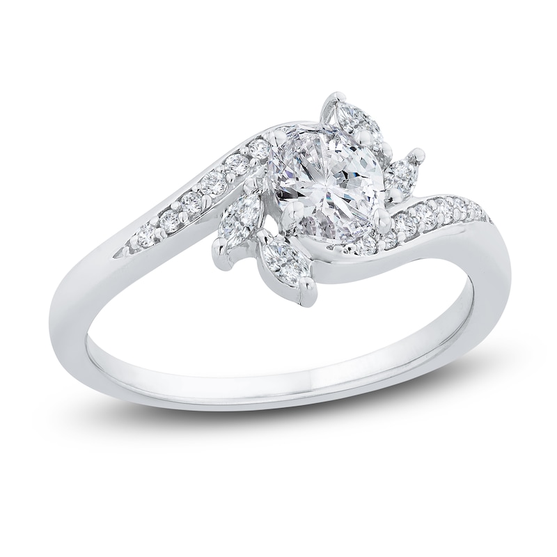 Main Image 1 of Diamond Engagement Ring 5/8 ct tw Oval/Round 14K White Gold