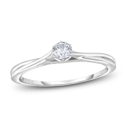 Diamond Solitaire Twist Engagement Ring 1/4 ct tw Round 14K White Gold (I2/I)