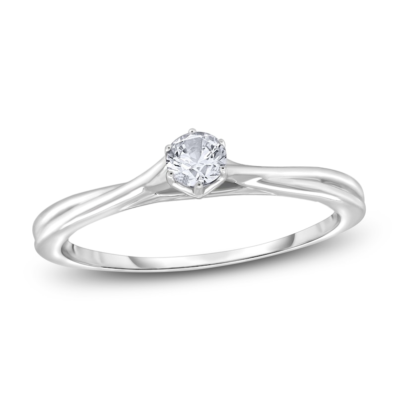 Main Image 1 of Diamond Solitaire Twist Engagement Ring 1/4 ct tw Round 14K White Gold (I2/I)