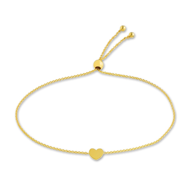 Heart Center Bolo Bracelet 14K Yellow Gold