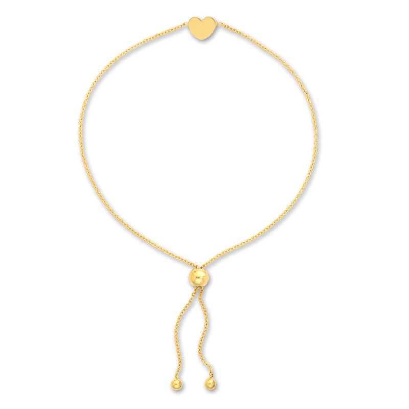 Heart Center Bolo Bracelet 14K Yellow Gold