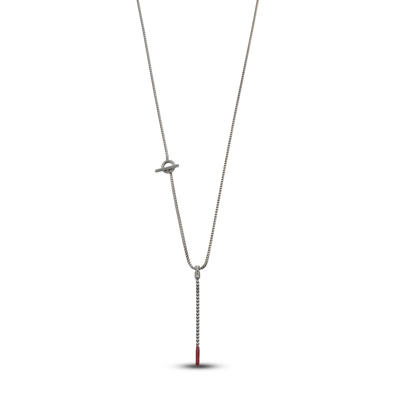 Marco Dal Maso Men's Chain Pendant Necklace Red Enamel/Sterling Silver 26"