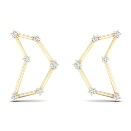 Diamond Capricorn Constellation Earrings 1/8 ct tw Round 14K Yellow Gold