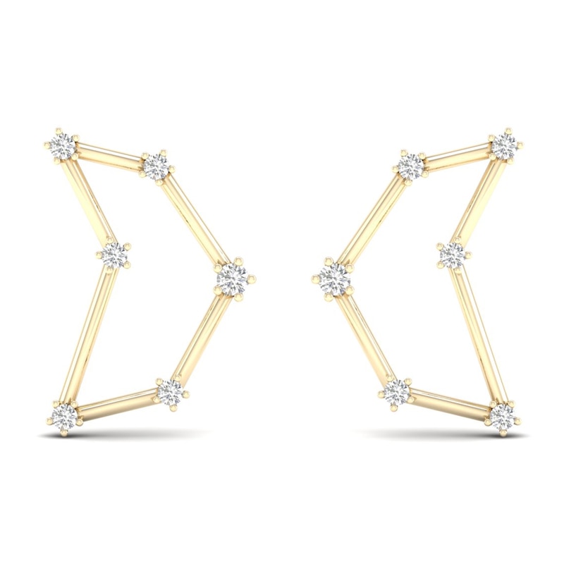 Main Image 1 of Diamond Capricorn Constellation Earrings 1/8 ct tw Round 14K Yellow Gold