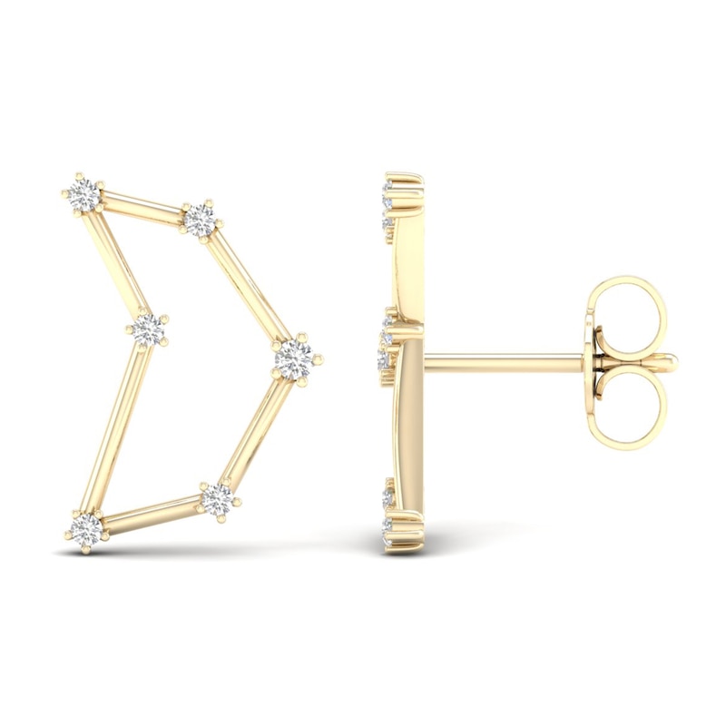 Main Image 2 of Diamond Capricorn Constellation Earrings 1/8 ct tw Round 14K Yellow Gold