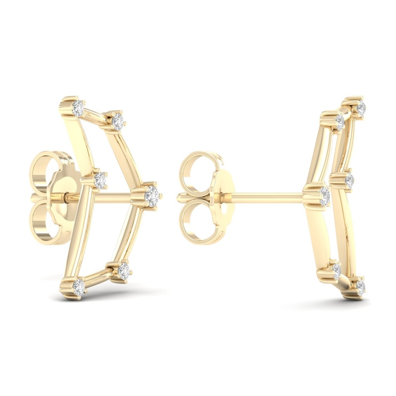 Main Image 3 of Diamond Capricorn Constellation Earrings 1/8 ct tw Round 14K Yellow Gold