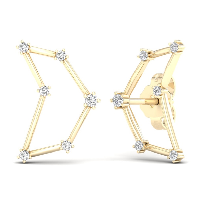 Main Image 4 of Diamond Capricorn Constellation Earrings 1/8 ct tw Round 14K Yellow Gold