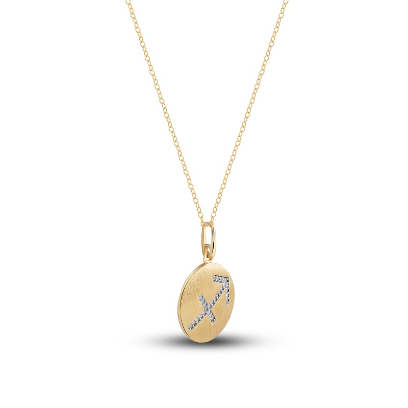 Main Image 2 of Diamond Sagittarius Zodiac Pendant Necklace 1/10 ct tw Round 14K Yellow Gold