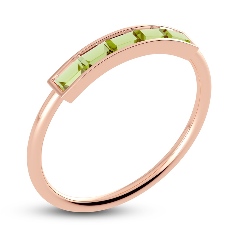 Main Image 2 of Juliette Maison Natural Peridot Baguette Bar Ring 10K Rose Gold