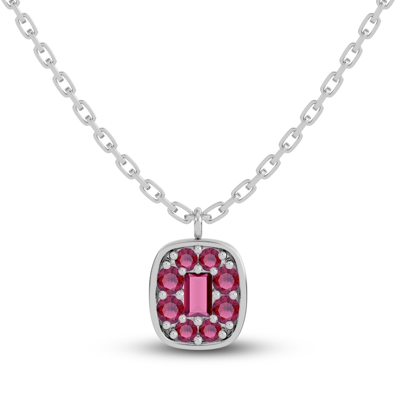 Juliette Maison Natural Rhodolite Garnet Pendant Necklace 10K White Gold