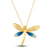 Thumbnail Image 0 of Le Vian Diamond Dragonfly Pendant Necklace 1/8 ct tw Round Blue Enamel 14K Honey Gold 19"