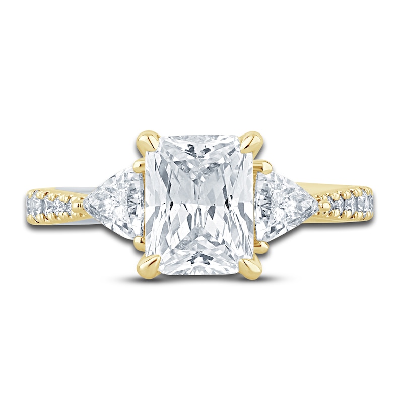 Pnina Tornai Diamond Engagement Ring 2-7/8 ct tw Radiant/Trillion/ Round 14K Yellow Gold