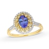 Thumbnail Image 1 of Kallati Oval-Cut Natural Tanzanite & Natural Yellow Diamond Ring 1/2 ct tw Round 14K Yellow Gold