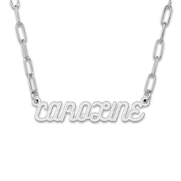 Personalized High-Polish Name Link Necklace Sterling Silver 18&quot; 7.0mm