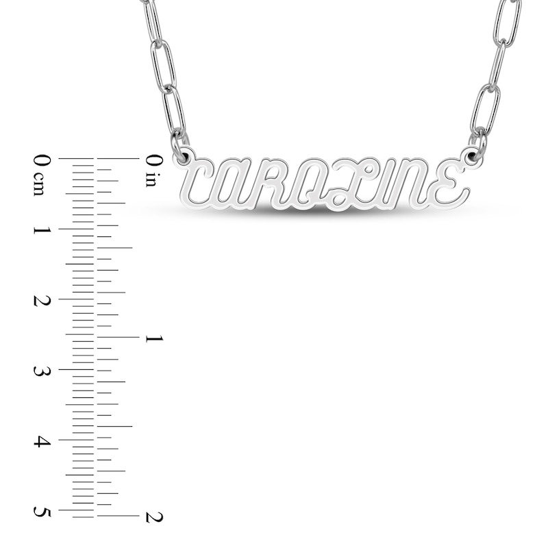 Main Image 2 of Personalized High-Polish Name Link Necklace Sterling Silver 18&quot; 7.0mm