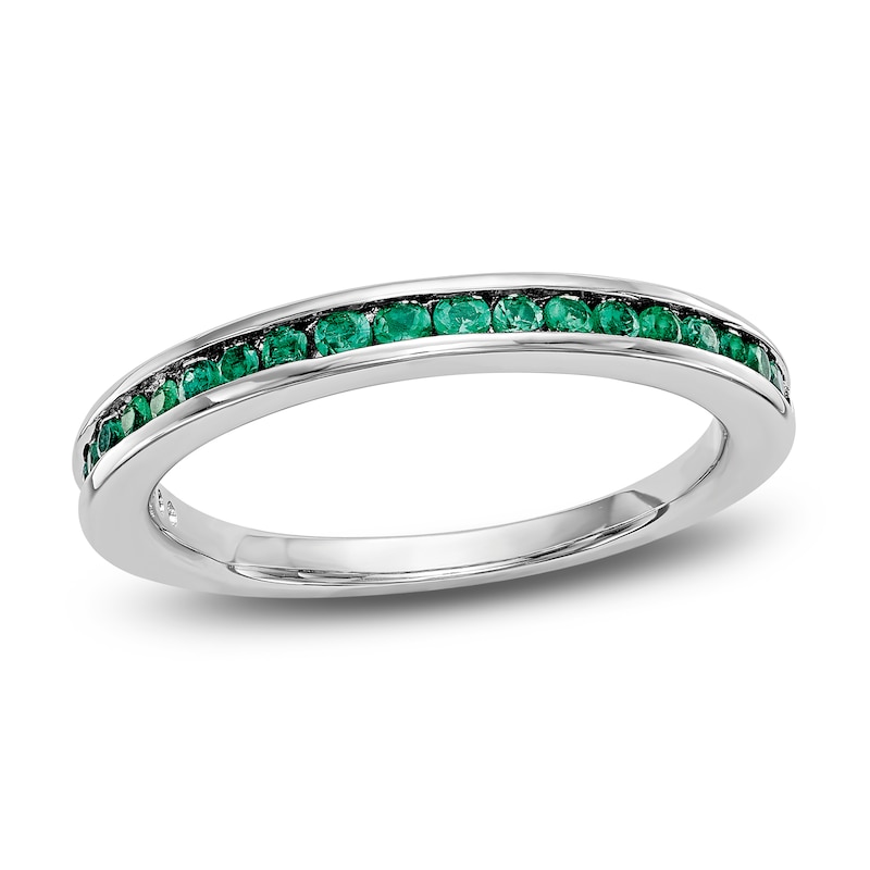 Main Image 1 of Natural Emerald Ring 14K White Gold