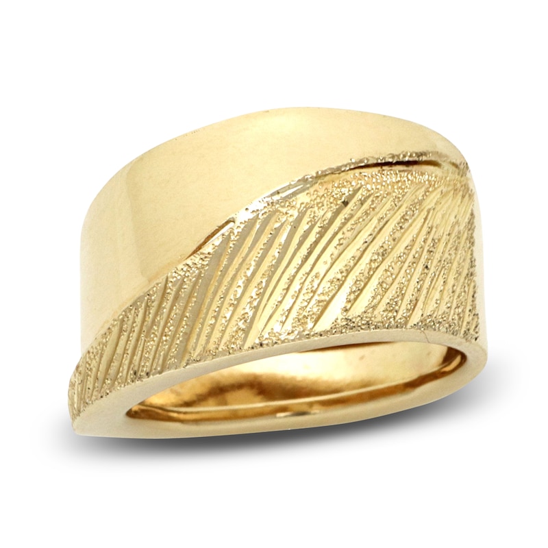 Main Image 1 of Italia D'Oro Textured Ring 14K Yellow Gold