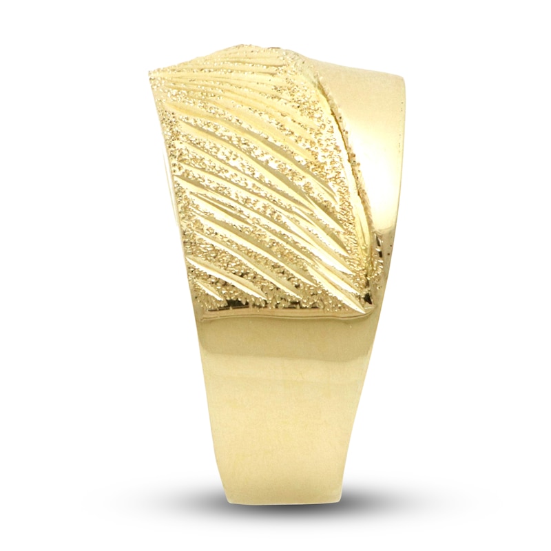 Main Image 2 of Italia D'Oro Textured Ring 14K Yellow Gold