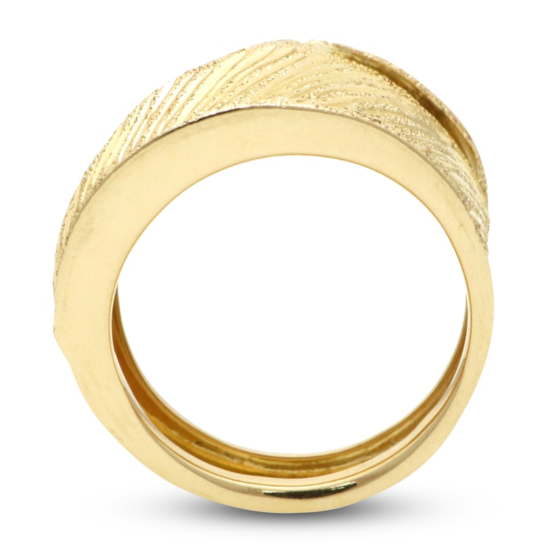 Italia D'Oro Textured Ring 14K Yellow Gold