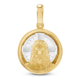 LUSSO by Italia D'Oro Diamond-Cut Jesus Medallion Charm 14K Two-Tone Gold