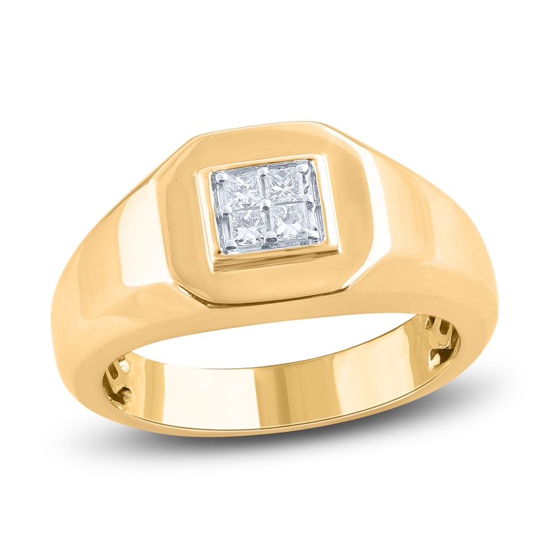 Main Image 1 of Men's Diamond Ring 1/4 ct tw Princess 14K Yellow Gold