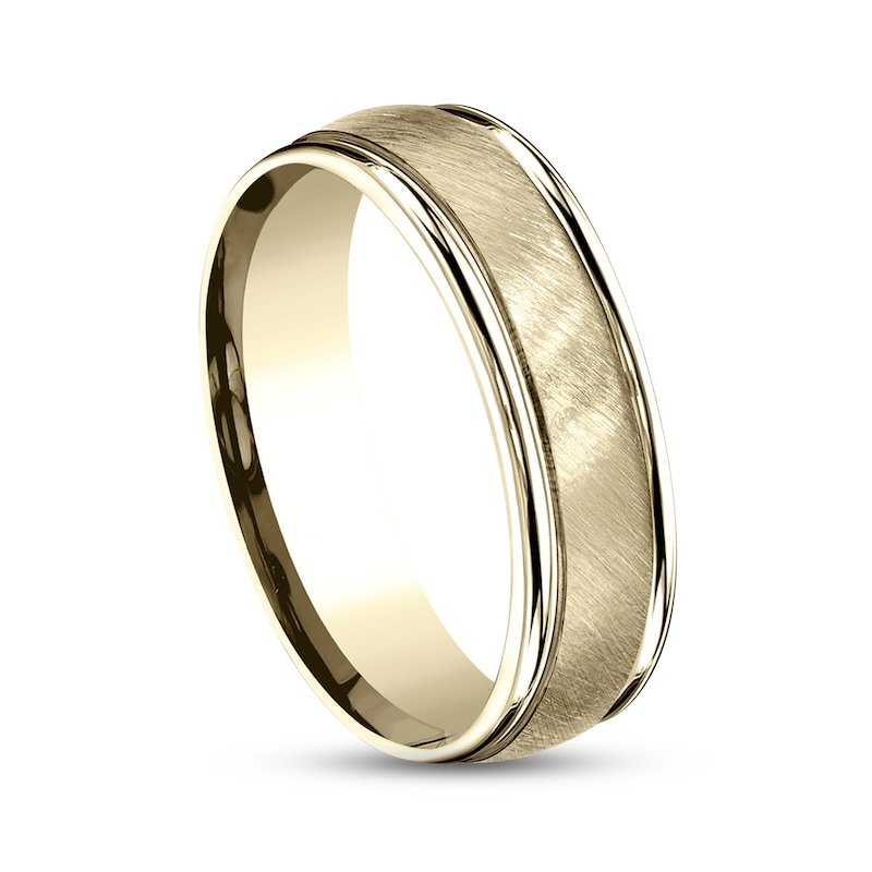 Main Image 2 of Diagonal Satin Wedding Band 14K Yellow Gold 6.0mm