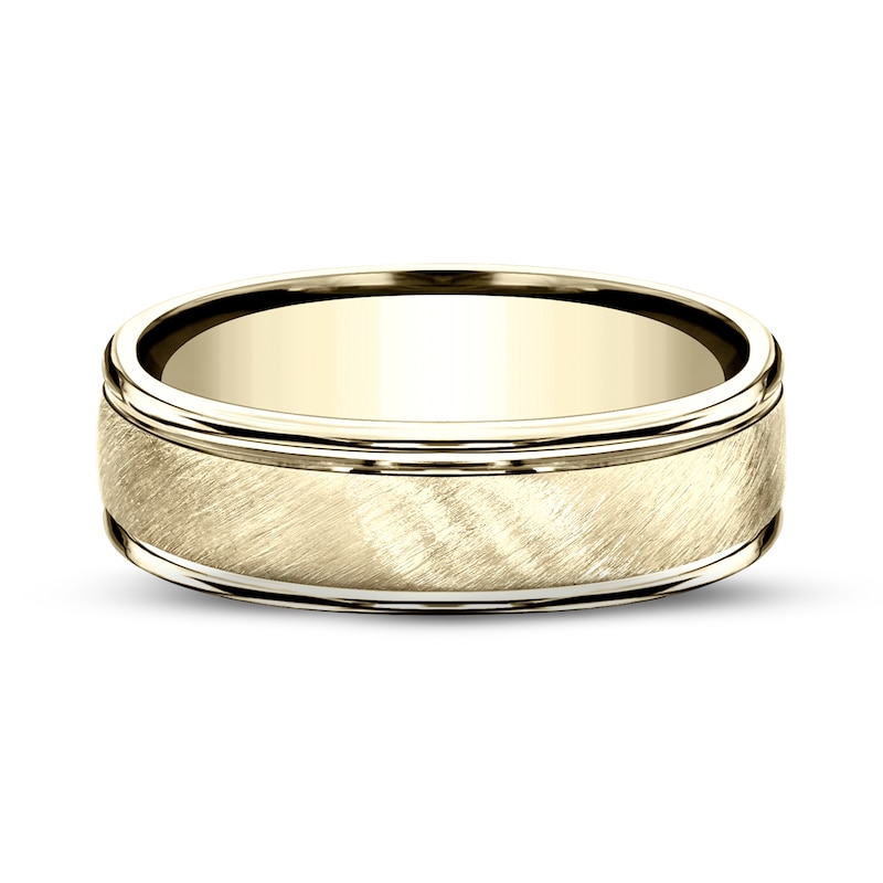 Main Image 3 of Diagonal Satin Wedding Band 14K Yellow Gold 6.0mm