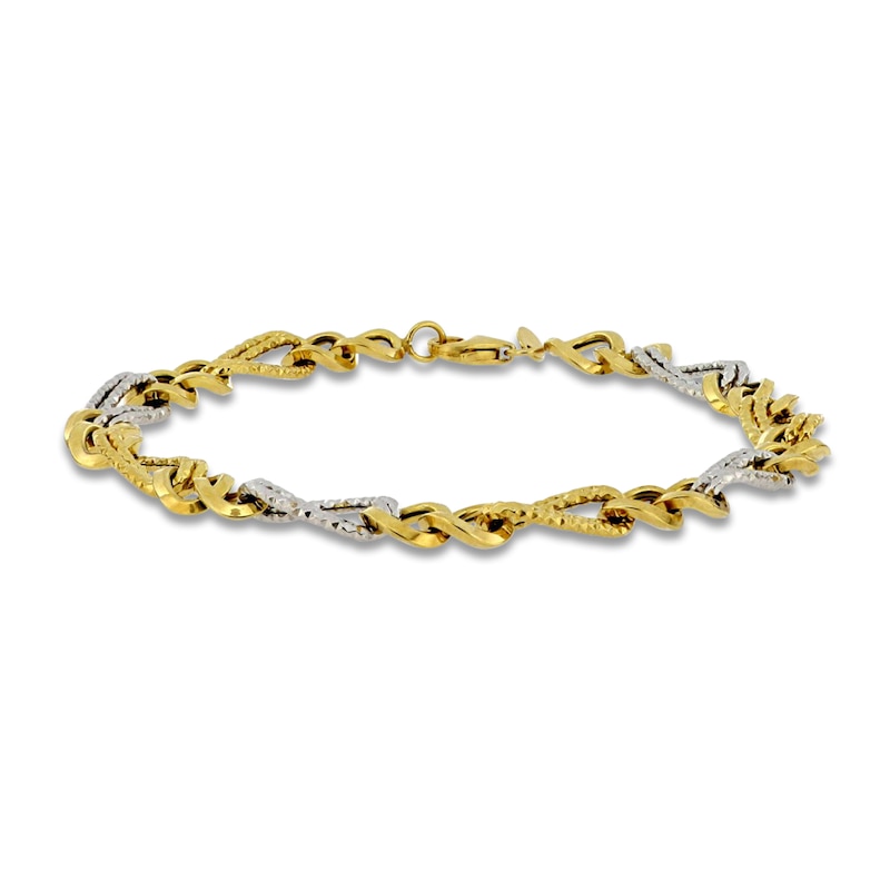 Main Image 1 of Italia D'Oro Diamond-Cut Oval Bracelet 14K Two-Tone Gold 7.5&quot;