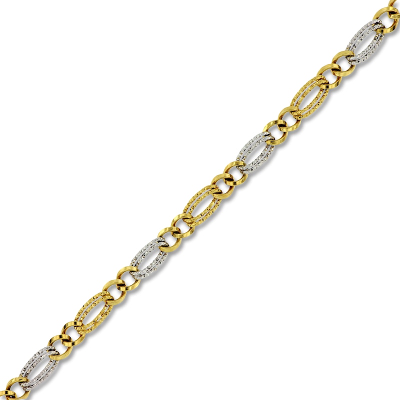 Italia D'Oro Diamond-Cut Oval Bracelet 14K Two-Tone Gold 7.5