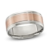 Thumbnail Image 1 of Men's Brushed Wedding Band 14K Two-Tone Gold 8.0mm