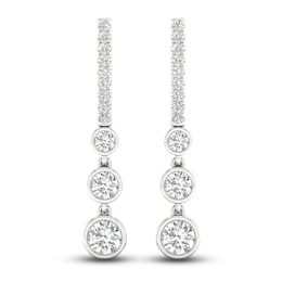 Lab-Created Diamond 3-Stone Earrings 2 ct tw 14K White Gold