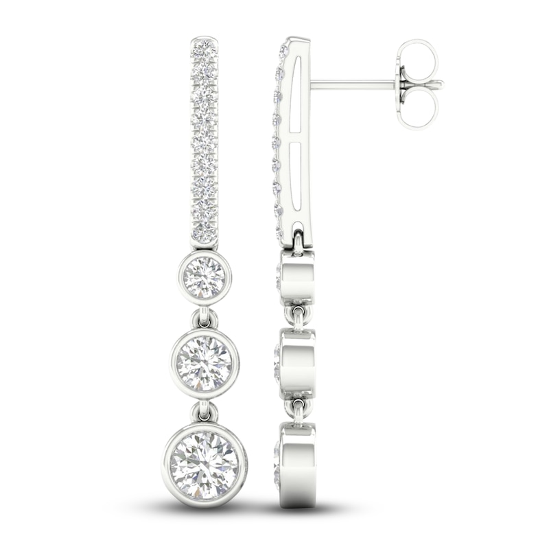 Lab-Created Diamond 3-Stone Earrings 2 ct tw 14K White Gold