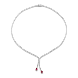 Le Vian Couture Pear-Shaped Natural Ruby Dangle Necklace 1-1/3 ct tw Diamonds 18K Vanilla Gold