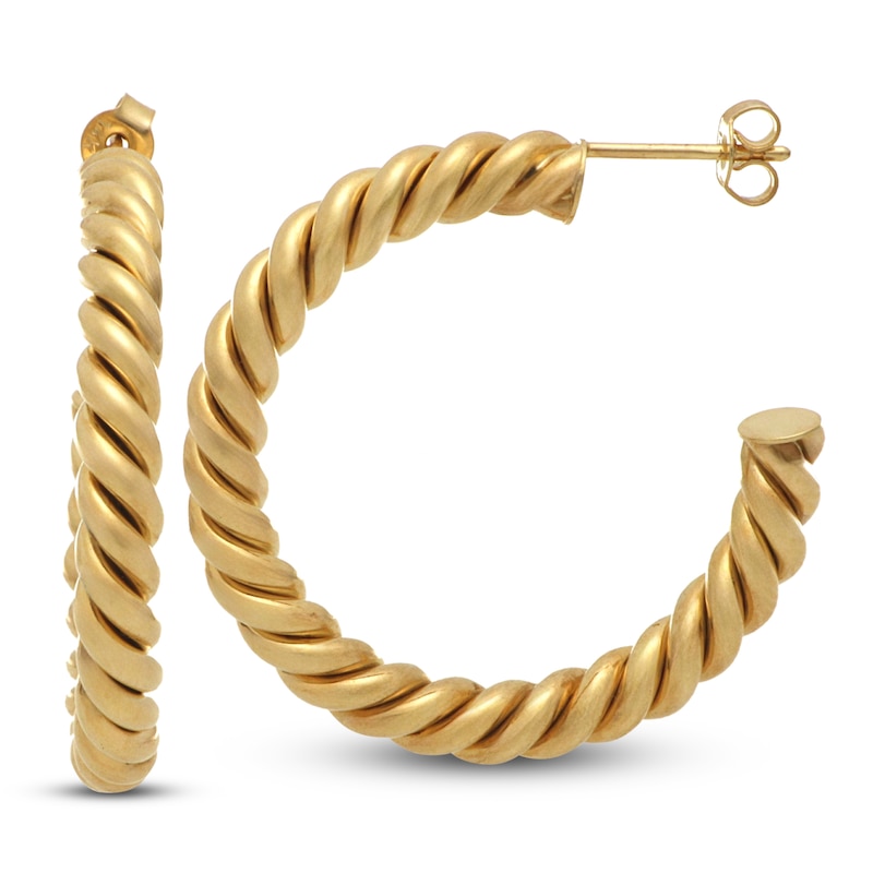 Main Image 1 of Italia D'Oro Twist Hoop Earrings 14K Yellow Gold 25mm