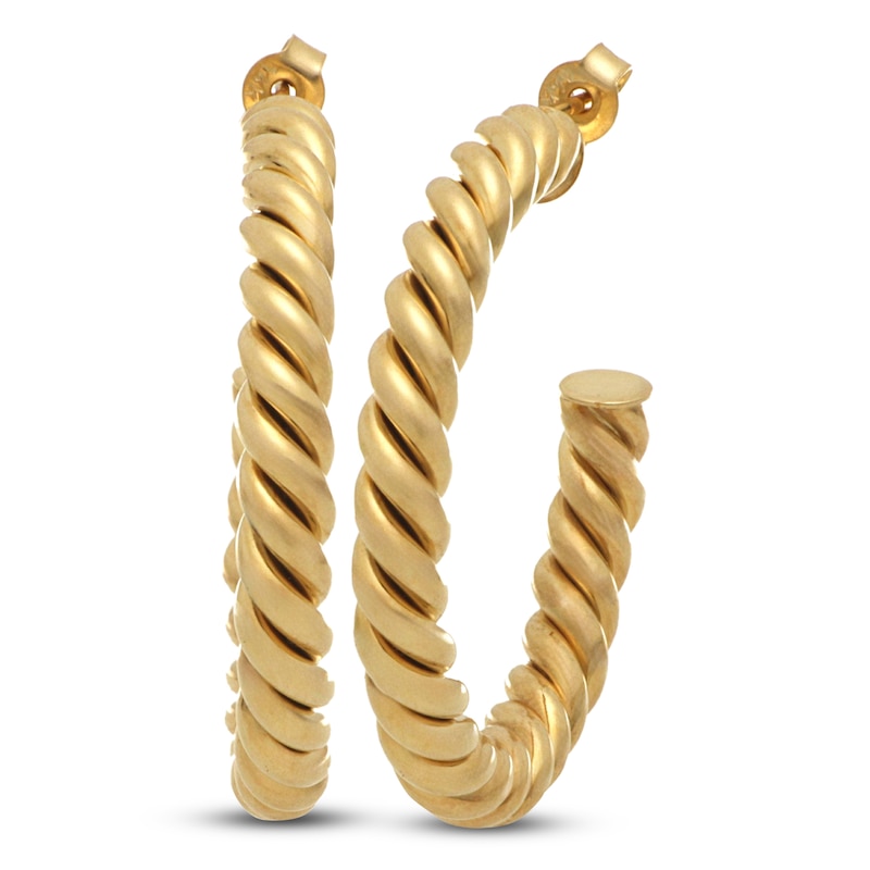 Main Image 2 of Italia D'Oro Twist Hoop Earrings 14K Yellow Gold 25mm