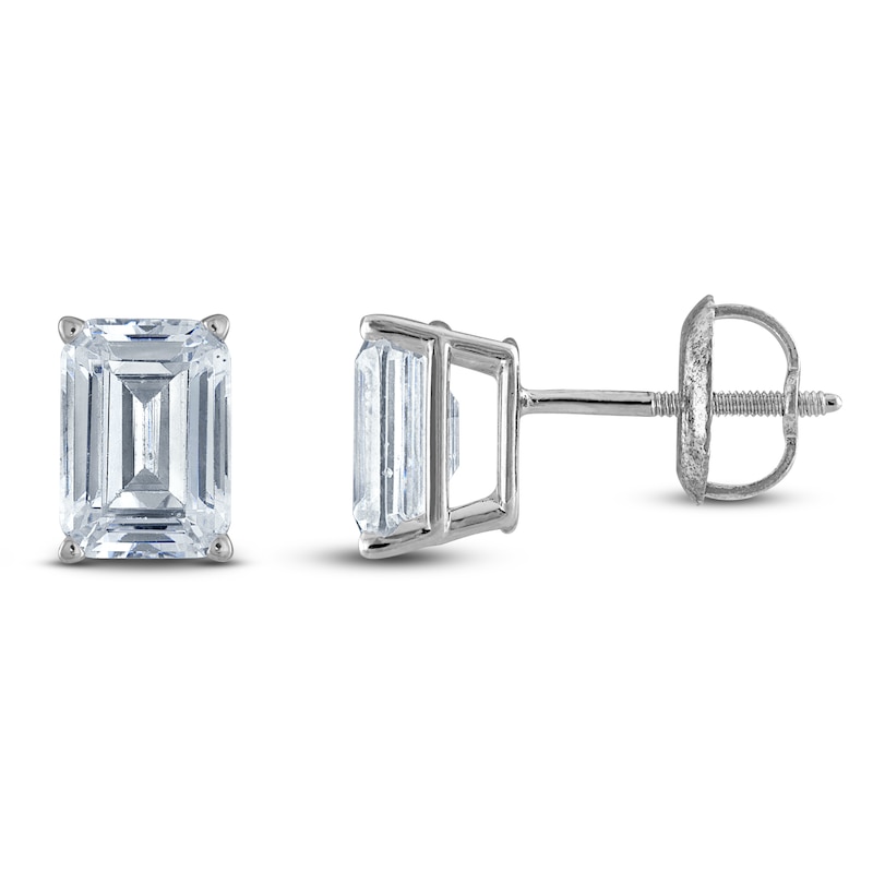 Emerald-Cut Lab-Created Diamond Solitaire Stud Earrings 1-1/4 ct tw 14K White Gold (F/SI2)