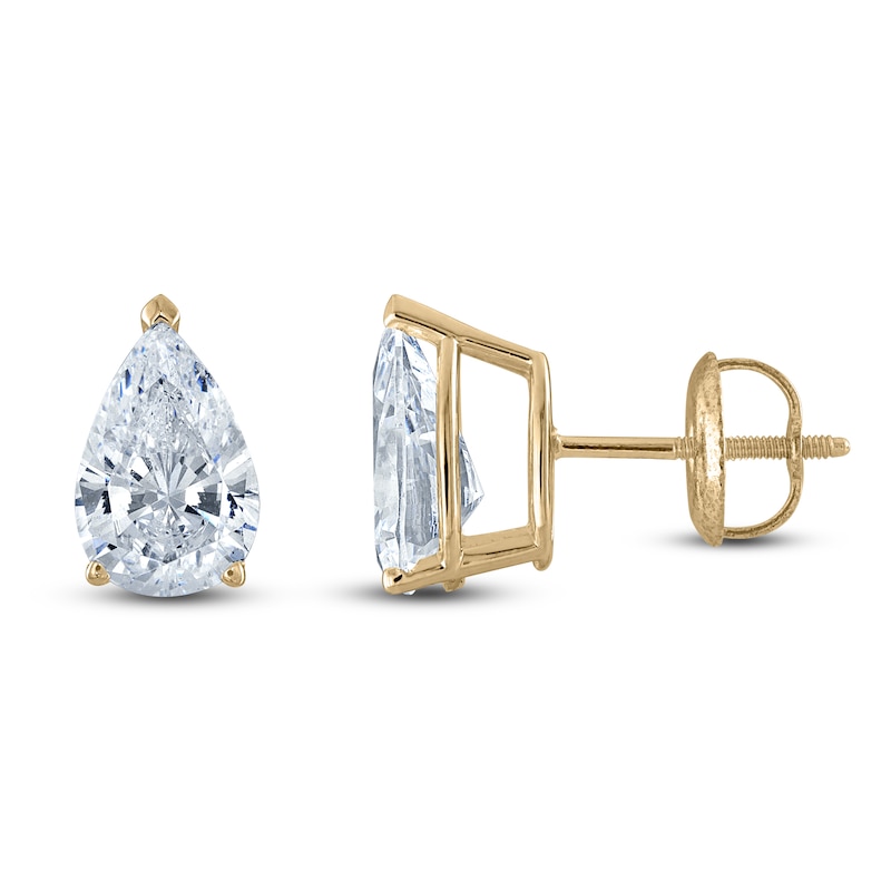 Pear-Shaped Lab-Created Diamond Solitaire Stud Earrings 1/2 ct tw 14K Yellow Gold (F/SI2)