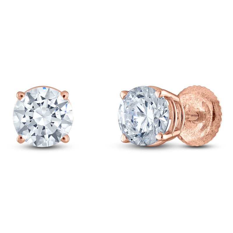 Round-Cut Lab-Created Diamond Solitaire Stud Earrings 3 ct tw 14K Rose Gold (F/SI2)