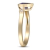 Thumbnail Image 3 of Pear-Shaped Natural Tanzanite & Diamond Accent Bezel Open Cuff Ring 10K Yellow Gold