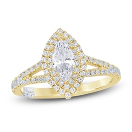 Pnina Tornai Marquise-Cut Double Halo Engagement Ring 1-1/8 ct tw 14K Yellow Gold