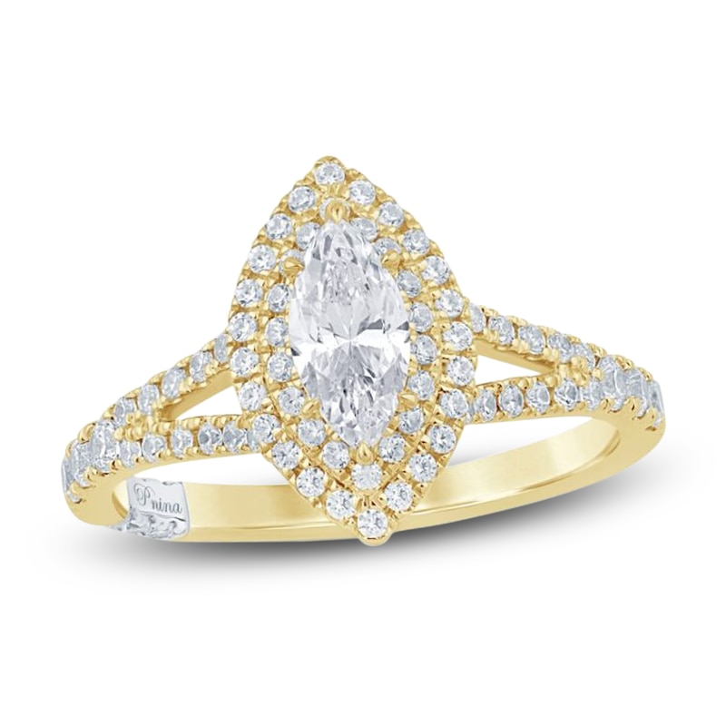 Main Image 1 of Pnina Tornai Marquise-Cut Double Halo Engagement Ring 1-1/8 ct tw 14K Yellow Gold