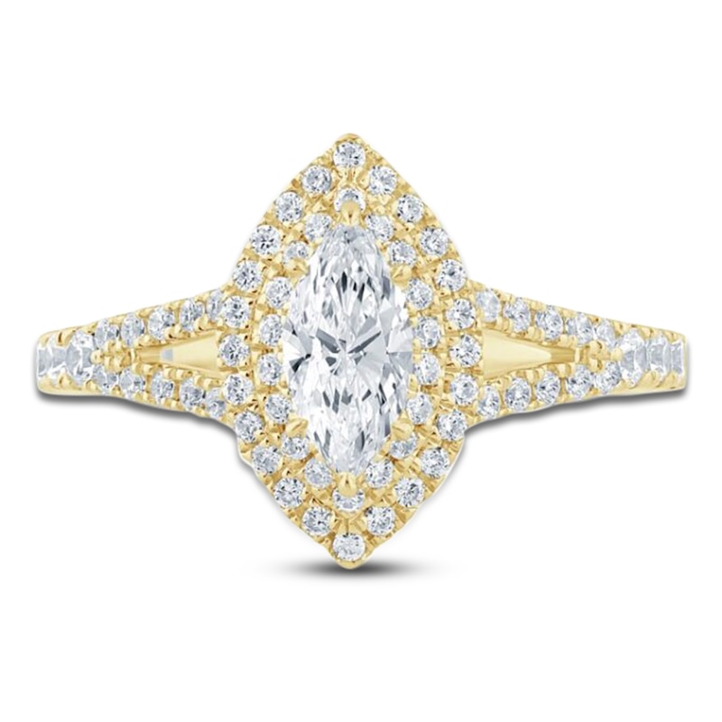 Main Image 3 of Pnina Tornai Marquise-Cut Double Halo Engagement Ring 1-1/8 ct tw 14K Yellow Gold