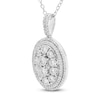 Thumbnail Image 2 of Multi-Diamond Center Oval Double Halo Necklace 1/2 ct tw 14K White Gold 18&quot;