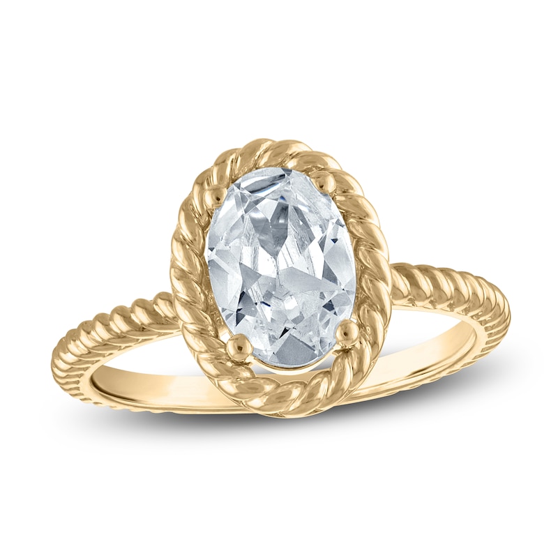 Main Image 1 of Lab-Created Oval Diamond Solitaire Ring 1-1/2 ct tw 18K Yellow Gold (F/SI2)