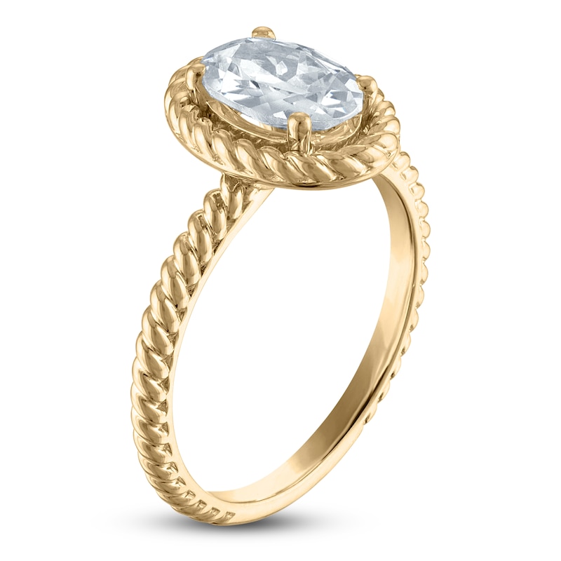 Main Image 2 of Lab-Created Oval Diamond Solitaire Ring 1-1/2 ct tw 18K Yellow Gold (F/SI2)