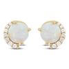 Thumbnail Image 1 of Lab-Created Opal & Diamond Stud Earrings 1/10 ct tw 10K Yellow Gold